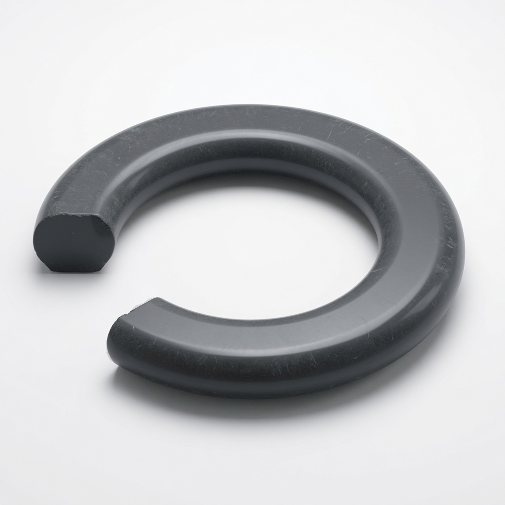 O-Ring cut open showing a permanently flattened D-shaped cross-section from compression set